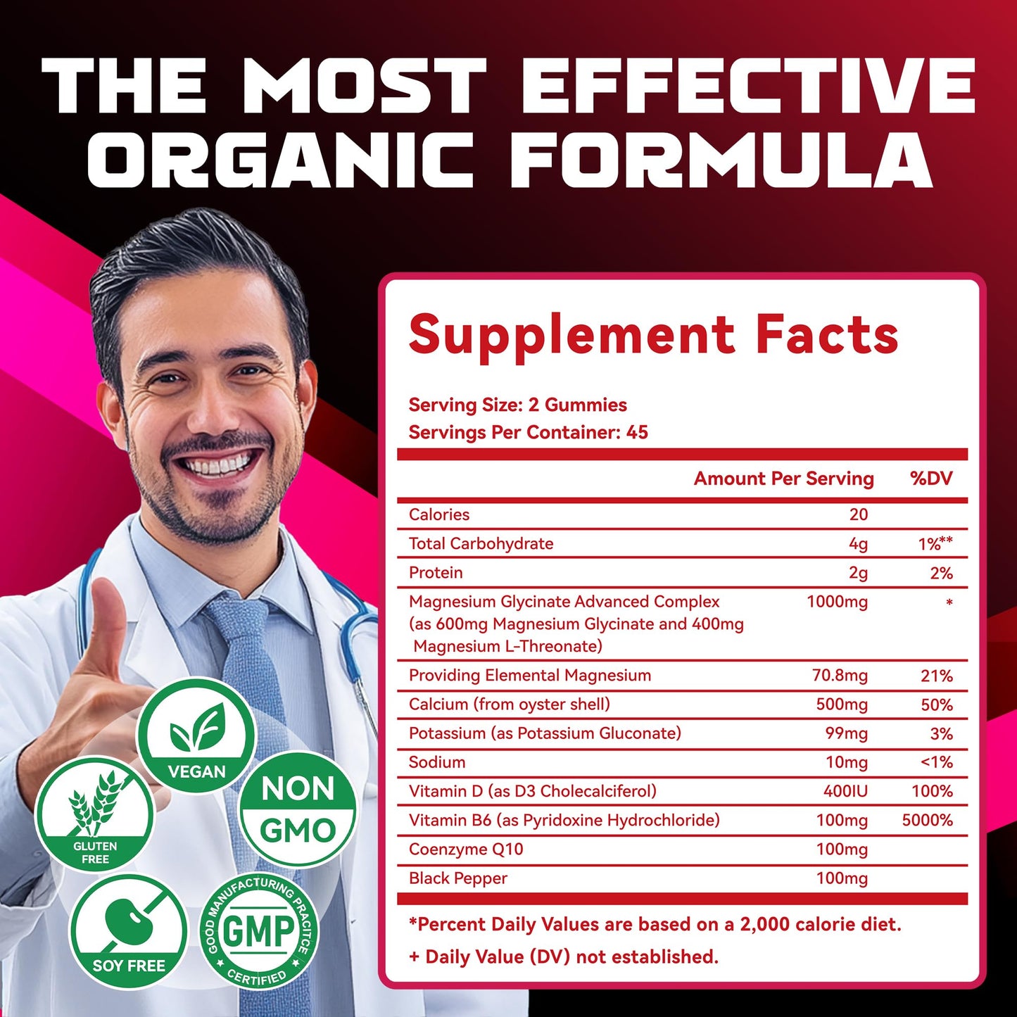 Natures Aid Magnesium Glycinate Gummies 1000mg - Sugar Free Magnesium Potassium Supplement with Vitamin D, B6, CoQ10 for Calm Mood