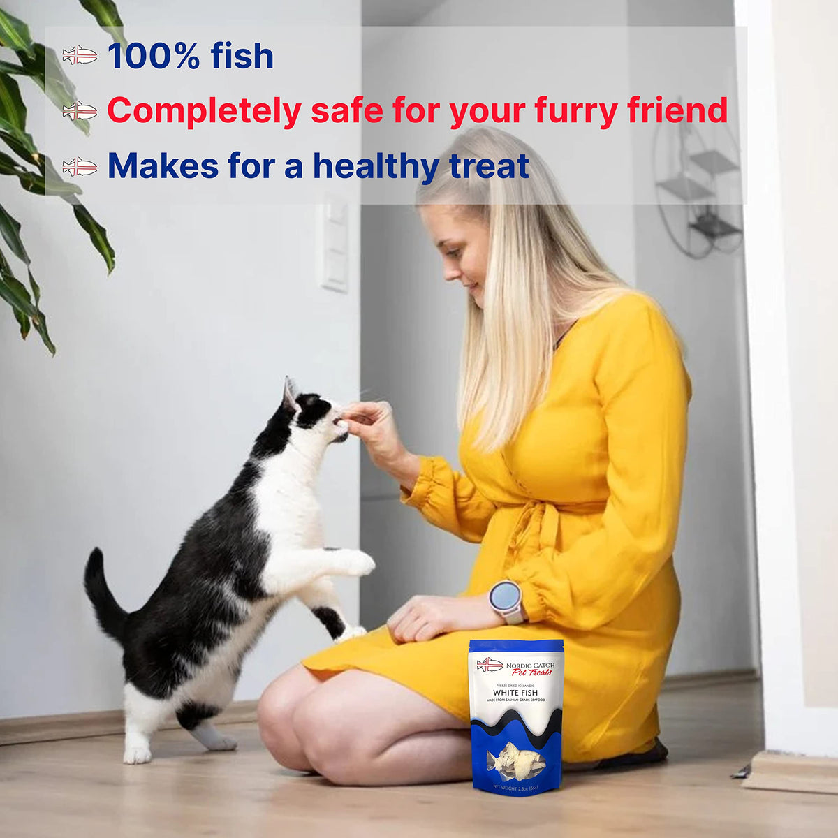 Nordic Catch Freeze Dried Fish Pet Treats from Iceland - Pure, All Natural Seafood Snacks for Dogs, Cats and Other Pets - Human Safe Ingredients, Made from Sashimi Grade Seafood - White Fish Nordic CatchBuy Supplements Australia