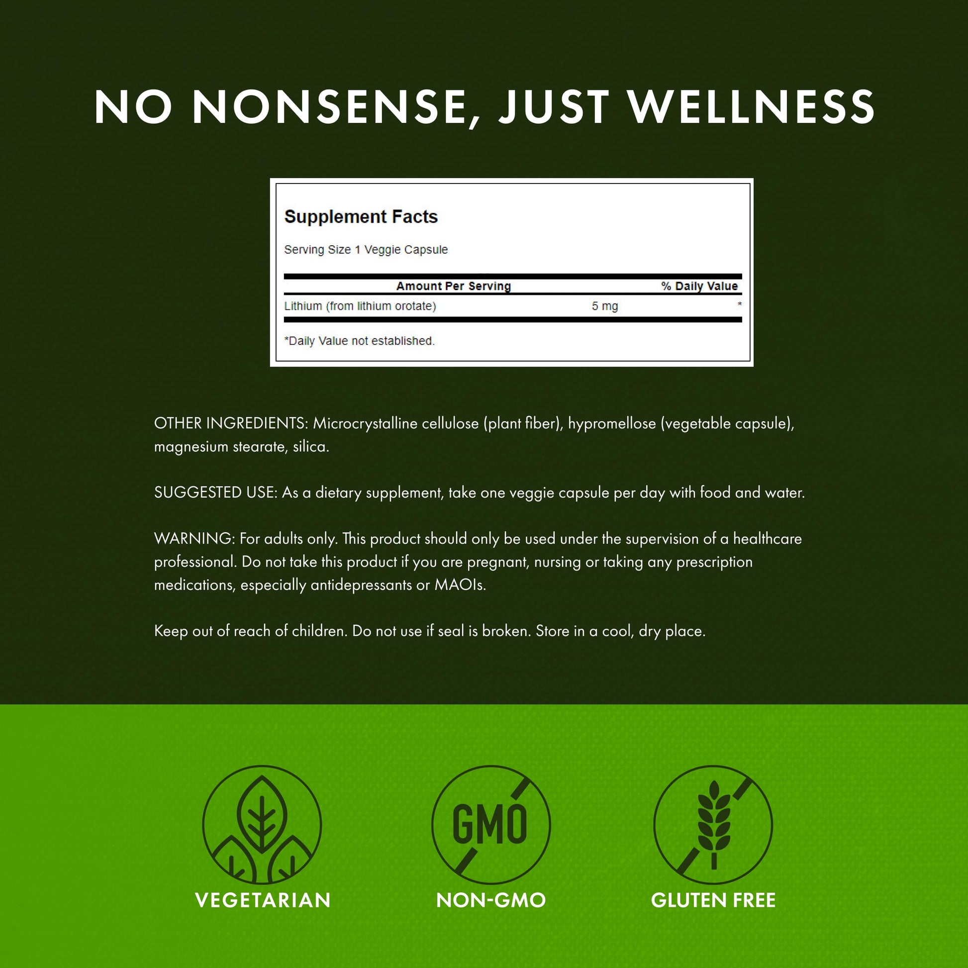 Swanson Lithium Orotate Mood and Memory Support Supplement for Stress-Prone Adults Seeking Emotional Wellness - 5 mg Elemental Lithium (60 Veggie Capsules) SwansonBuy Supplements Australia
