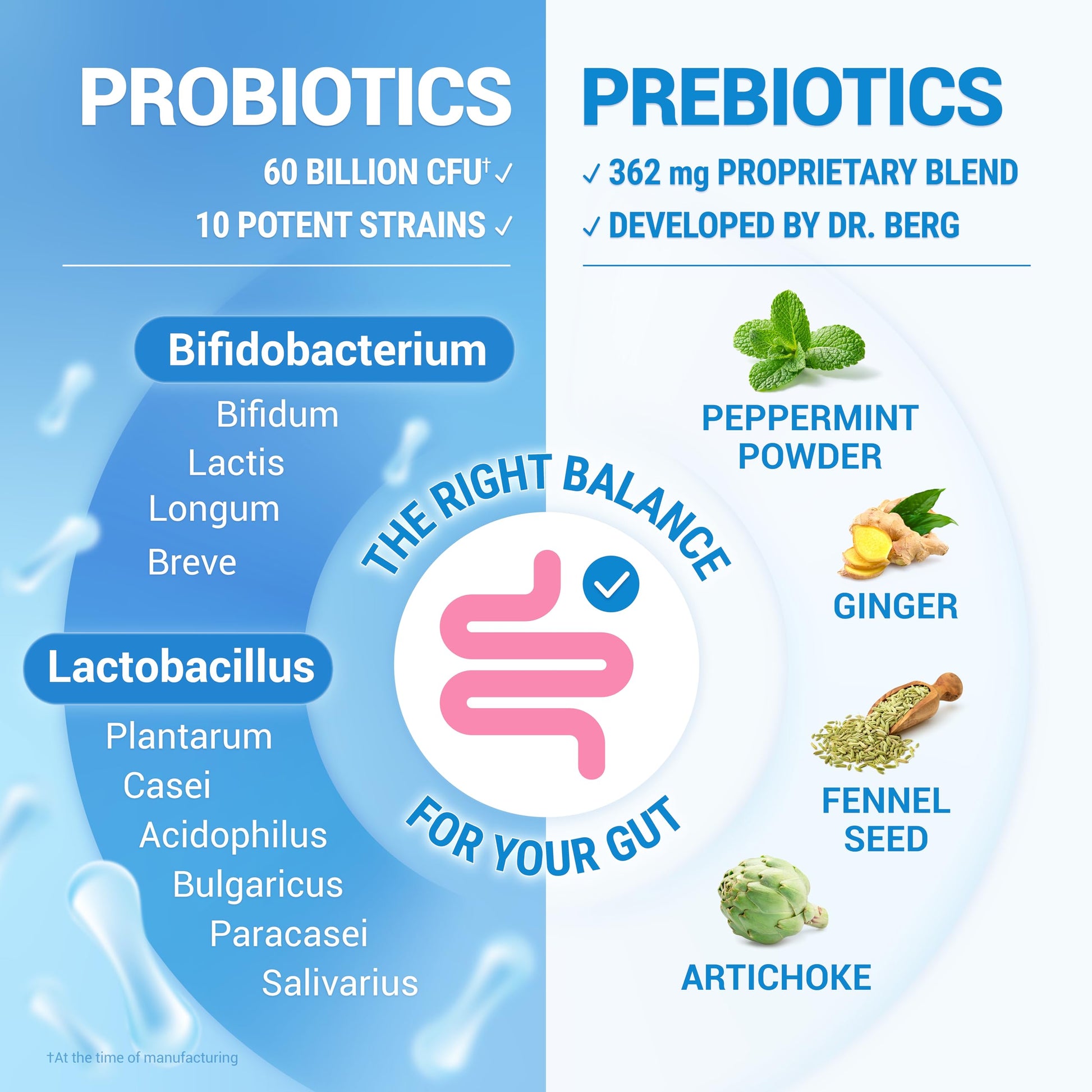 Dr. Berg Probiotic Supplement (60 Billion CFUs) - Helps Ease Occasional Constipation, Diarrhea, Gas & Bloating* - Pre and Probiotics for Digestive Health - 60 Probiotic Capsules Dr. Berg NutritionalsBuy Supplements Australia