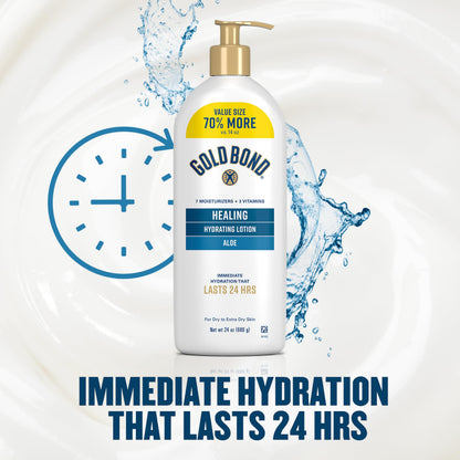 Gold Bond Healing Hydrating Lotion With Aloe Moisturizes, Heals & Smooths Dry Skin, Delivers Immediate 24-Hour Hydration, Value Size, 24 oz.
