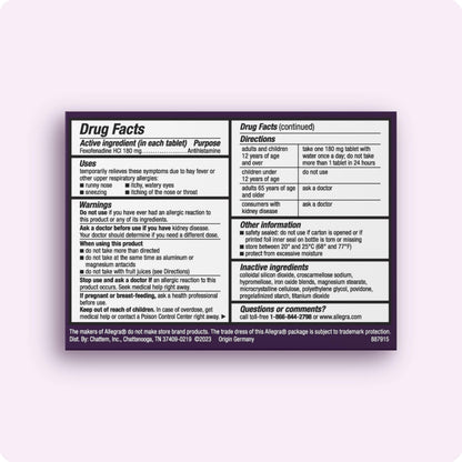 Allegra Adult 24-Hour Allergy Relief Tablets, Non-Drowsy Indoor and Outdoor Allergy Medicine, 180 mg Fexofenadine HCI Antihistamine Pill, 30 Count Plus 1 Count Travel Pack Allegra buy supplements Au