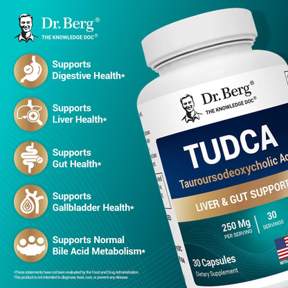 Dr. Berg TUDCA Supplement (Tauroursodeoxycholic Acid) - Powerful Formula for Liver Health, Bile Flow, Gallbladder Support, and Digestive Health* - 30 Capsules Dr. Berg NutritionalsBuy Supplements Australia