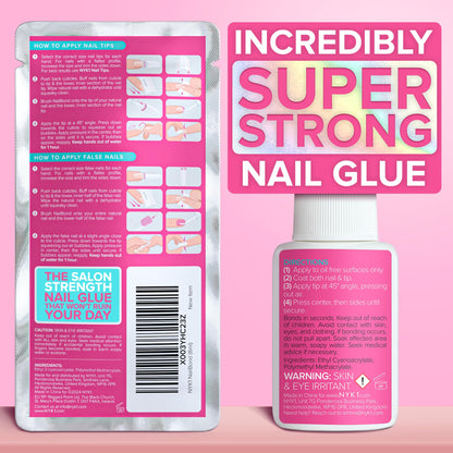 Super Strong Nail Glue for Press On Nails, Nail Tips & Acrylic Nails (8ml) NYK1 NailBond Brush