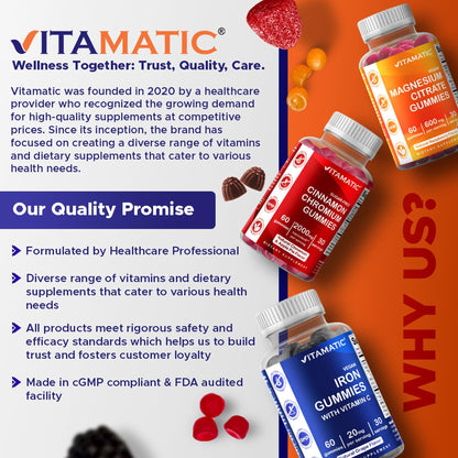 Vitamatic Probiotic Sugar Free Gummies for Men and Women – 5 Billion CFUs Digestive, Immune & Gut Health Support – Gluten Free