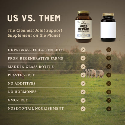 Heart & Soil 100% Grass Fed & Finished Joint Support Supplement from Regenerative Cattle with Trachea, Scapula & Bone Marrow – Supports Joint Strength & Mobility – 3000mg – Glass Bottle – 180 Capsules HEART & SOILBuy Supplements Australia