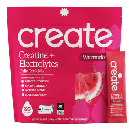 Create Creatine + Electrolytes Mix - Creatine Monohydrate Stick Packs, Supports Energy