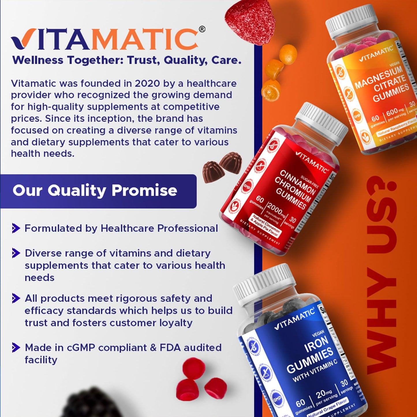 Vitamatic Sugar Free Melatonin 60 mg - 60 Vegetarian Gummies - Non-Habit Forming Supplement