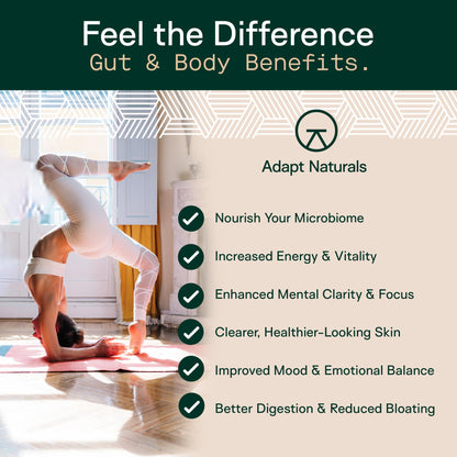 Adapt Naturals 4-in-1 Biome Protect Prebiotics, Probiotics Supplement Postbiotics & Polyphenols for Microbiome, Gut Health & Defense