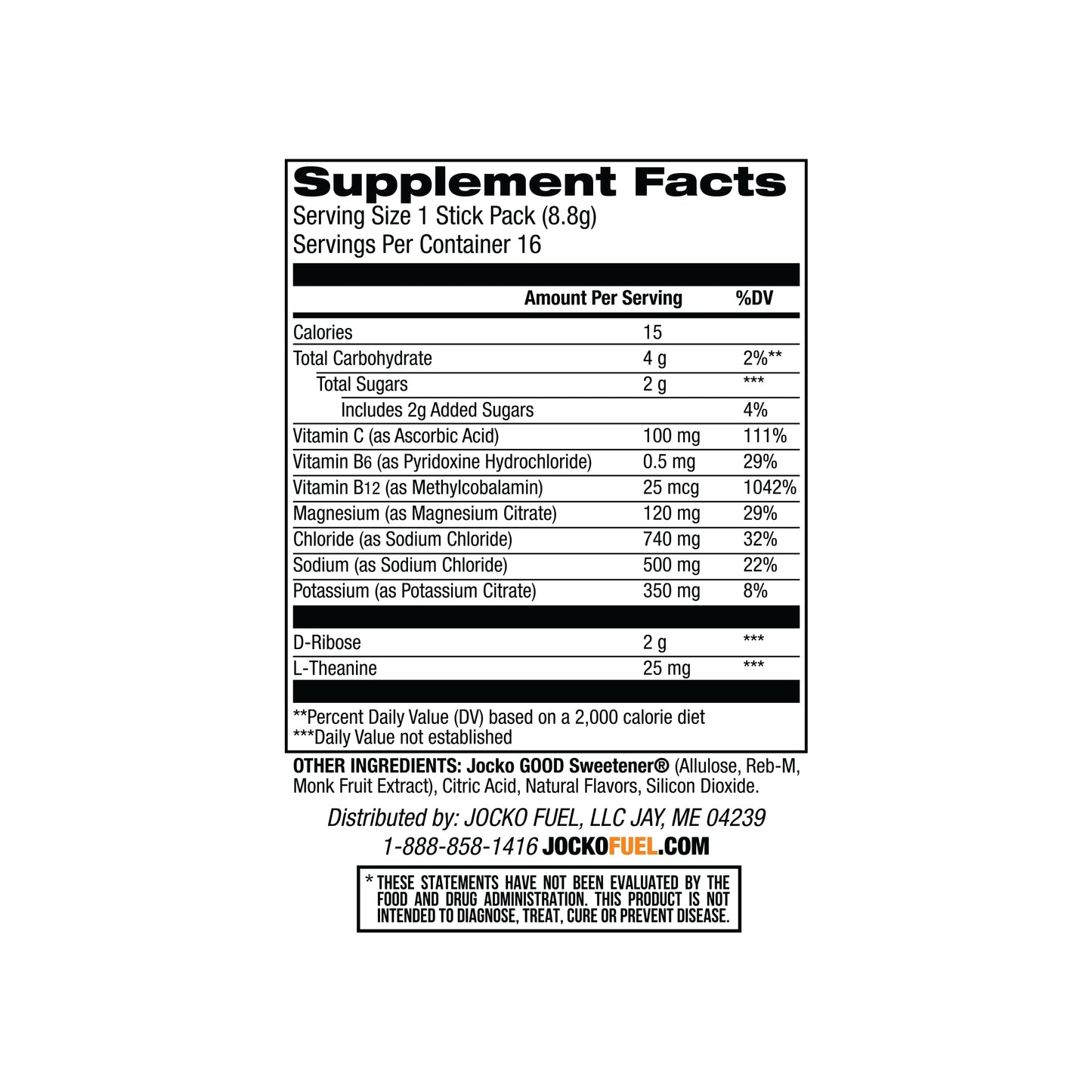 Jocko Fuel Hydrate Electrolytes Powder Packets Low Sugar - Hydration Amplifier Packets for Recovery, Dehydration, & Exercise - with Vitamins B6, B12 & C