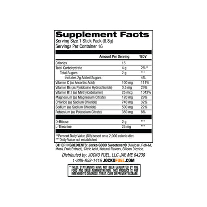 Jocko Fuel Hydrate Electrolytes Powder Packets Low Sugar - Hydration Amplifier Packets for Recovery, Dehydration, & Exercise - with Vitamins B6, B12 & C