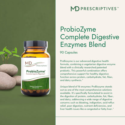 MD Prescriptives - ProbioZyme - Vegetarian Digestive Enzymes - Supplement for Digestive & Gut Health - 90 Capsules