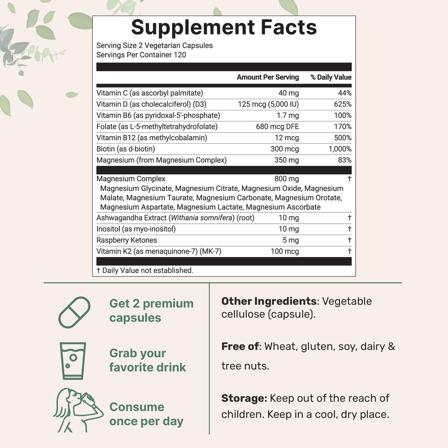 Magnesium Complex for Women, 240 Vegetarian Capsules | 20-in-1 Formula - Magnesium Blend with Vitamin D3, K2, Ashwagandha & More | Filler Free, Non-GMO Micro Ingredients buy supplements Au
