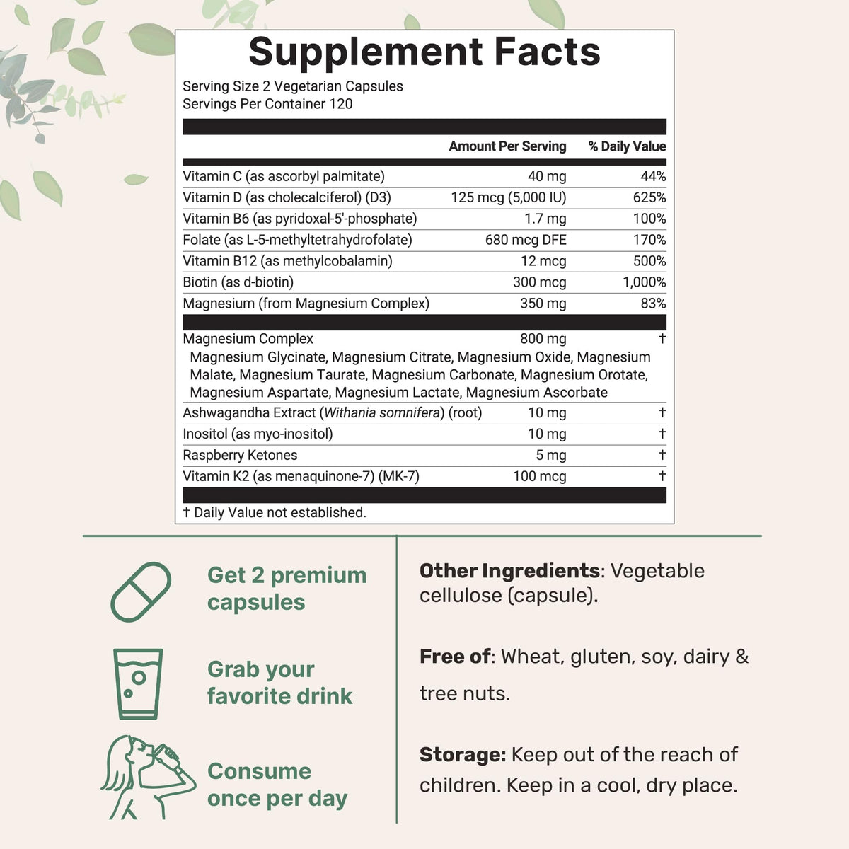 Magnesium Complex for Women, 240 Vegetarian Capsules | 20-in-1 Formula - Magnesium Blend with Vitamin D3, K2, Ashwagandha & More | Filler Free, Non-GMO Micro Ingredients buy supplements Au