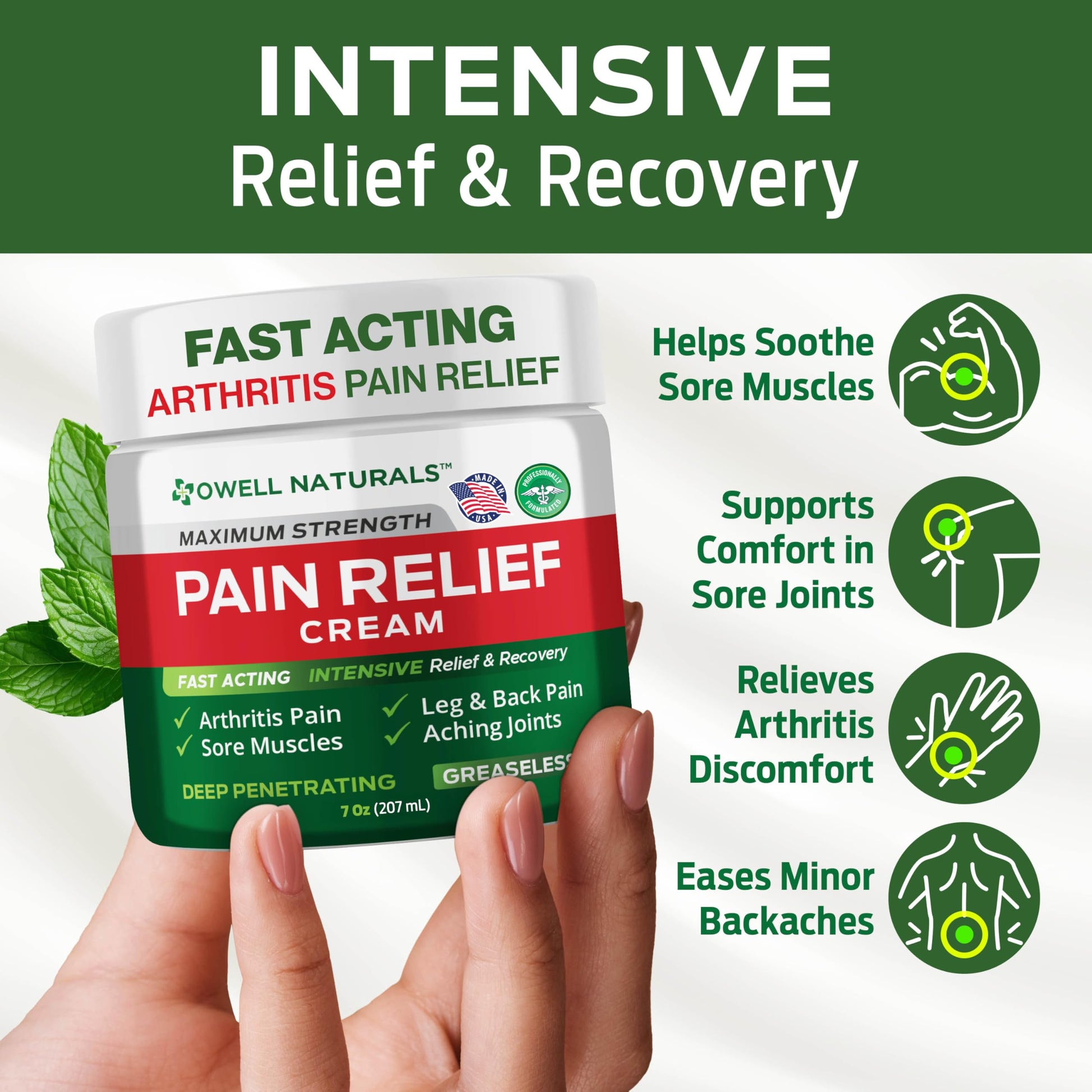 Owell Naturals Deep Penetrating Pain Relief Cream, Maximum Strength Formula for Joints & Muscles, Lower Back, Knees, Hands, Legs, Ankle – Fast Acting Comfort, 7 oz Owell NaturalsBuy Supplements Australia