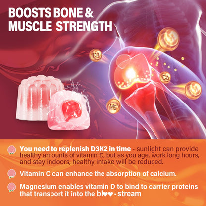 Vitamin D3 K2 Gummies 5000IU / 10,000 IU with 500mg Calcium + K2(MK-7) 200mcg, Magnesium, Vitamin C & Zinc, Extra Strength - Ultimate Absorbency for Bones