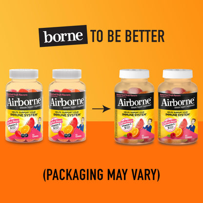Airborne 750mg Vitamin C Gummies for Adults, Immune Support Gummies with Powerful Antioxidants VIT C & E, Caffeine Free