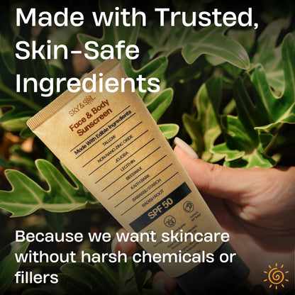 Sky and Sol Mineral Sunscreen SPF 50 | With Grass-Fed Tallow & Zinc Oxide | Non-Greasy