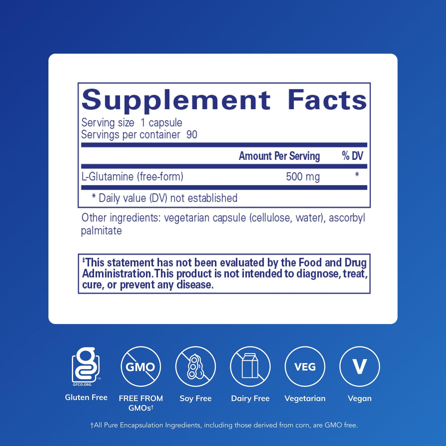 Pure Encapsulations L-Glutamine 500 mg - Supplement for Immune and Digestive Support, Gut Health and Lining, Metabolism, and Muscle Support*