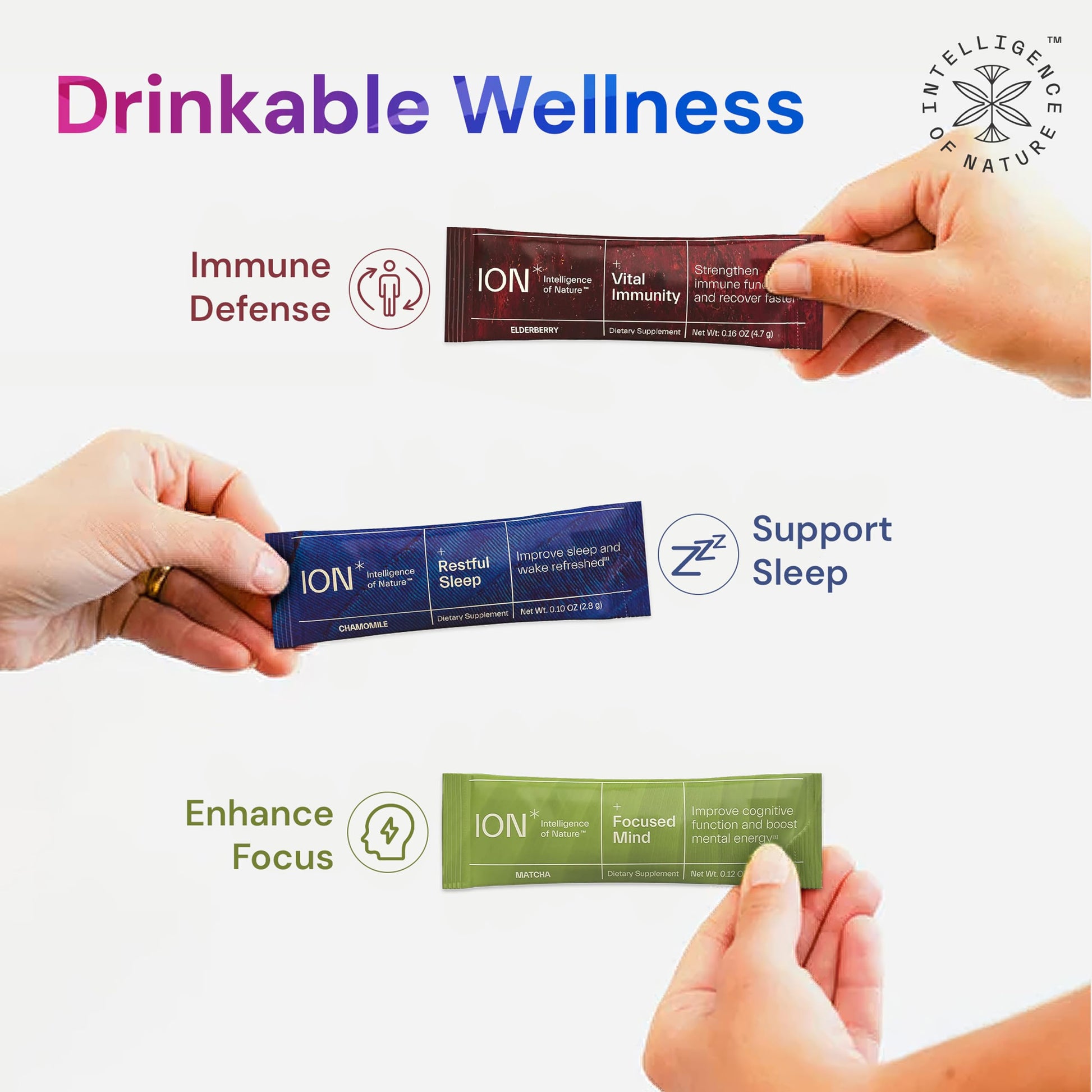 ION* Intelligence of Nature Focused Mind Nootropic Powder Drink Mix - Brain Boost Nootropic Drink with Matcha for Memory, Focus & Relaxation, Brain Supplement for Men & Women, Adults - 20 Packets ION* Intelligence of NatureBuy Supplements Australia
