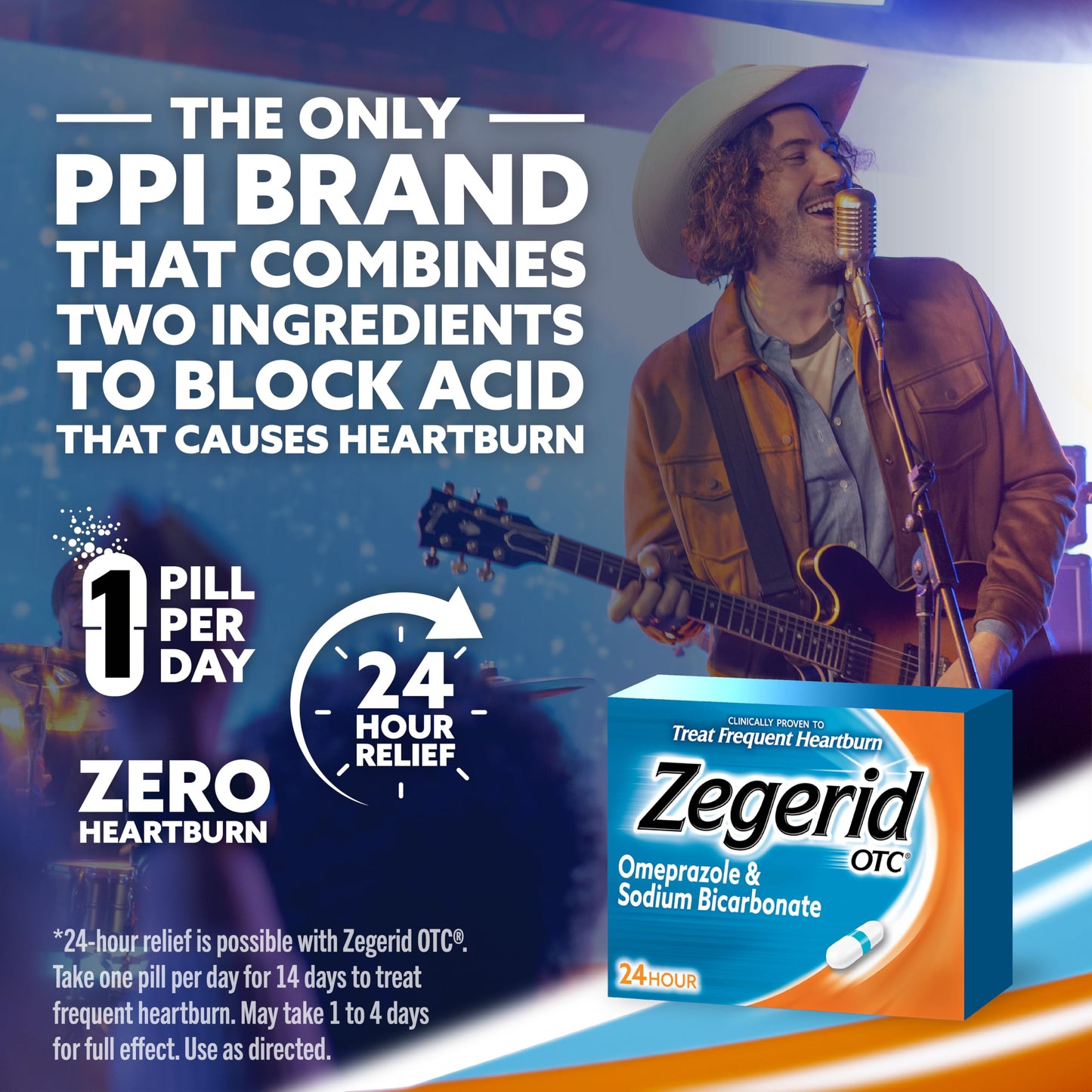 Zegerid OTC, 24-Hour Heartburn Relief, Acid Reflux Medicine and Antacid, Treats Frequent Heartburn, Omeprazole 20mg + Sodium Bicarbonate, Proton Pump Inhibitor (PPI), 42 Capsules