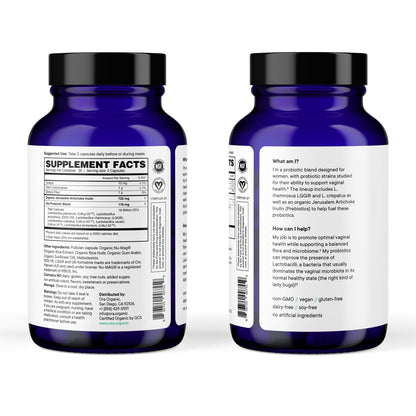 Ora Organic Probiotic for Women with L. crispatus, 6 Clinically Studied Lactobacillus Strains for Vaginal, pH & Urinary Tract Health,