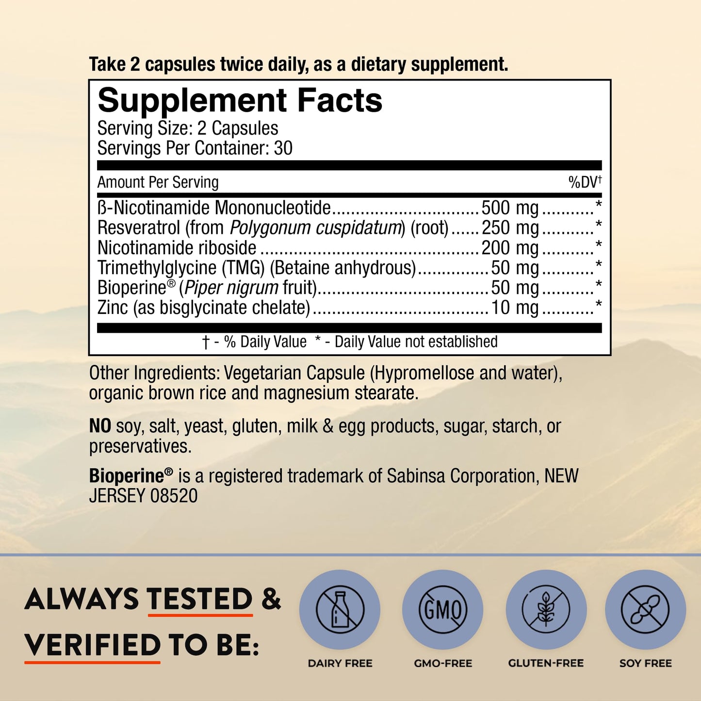 Mt. Angel Vitamins NMN Supplement + NR with Resveratrol & TMG, Dual NAD+ Precursors for Cellular Energy & Healthy Aging, 60 Capsules