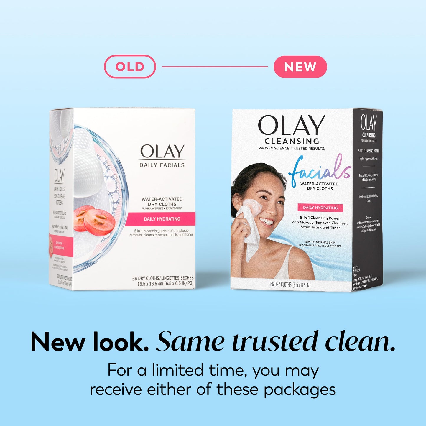Olay Makeup Remover Wipes, Daily Facials Hydrating Face Cleanser for Normal to Dry Skin