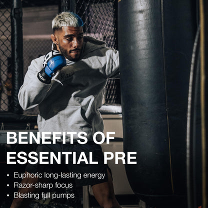 RAW Essential Pre-Workout Powder (Fruit Burst) - Chris Bumstead Sports Nutrition Supplement for Men & Women - Preworkout Energy Powder with Caffeine