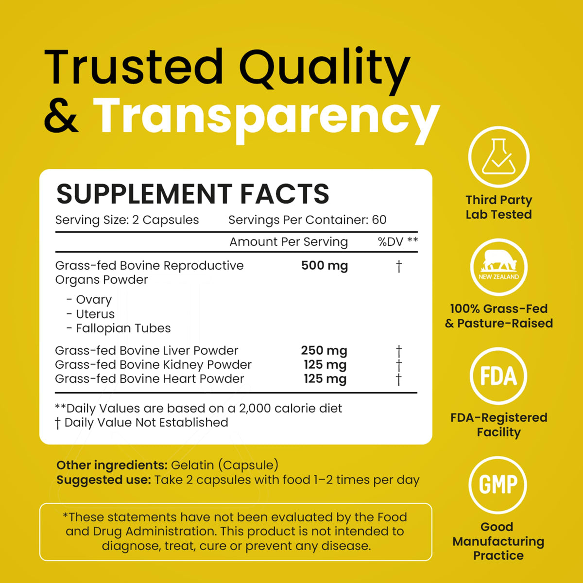 Beef Organ Supplement for Women – Grass Fed Liver, Uterus, Ovary, Heart, Kidney – 30+ Nutrients to Support Hormone Balance, Cycle Health, Energy, Immunity