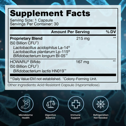 Pure Therapro Rx Power Probiotic 100B | 30 Acid Resistant Capsules - 1 Month Supply | 4 Proven Strains 100 Billion CFU | Flora Balance & Digestion