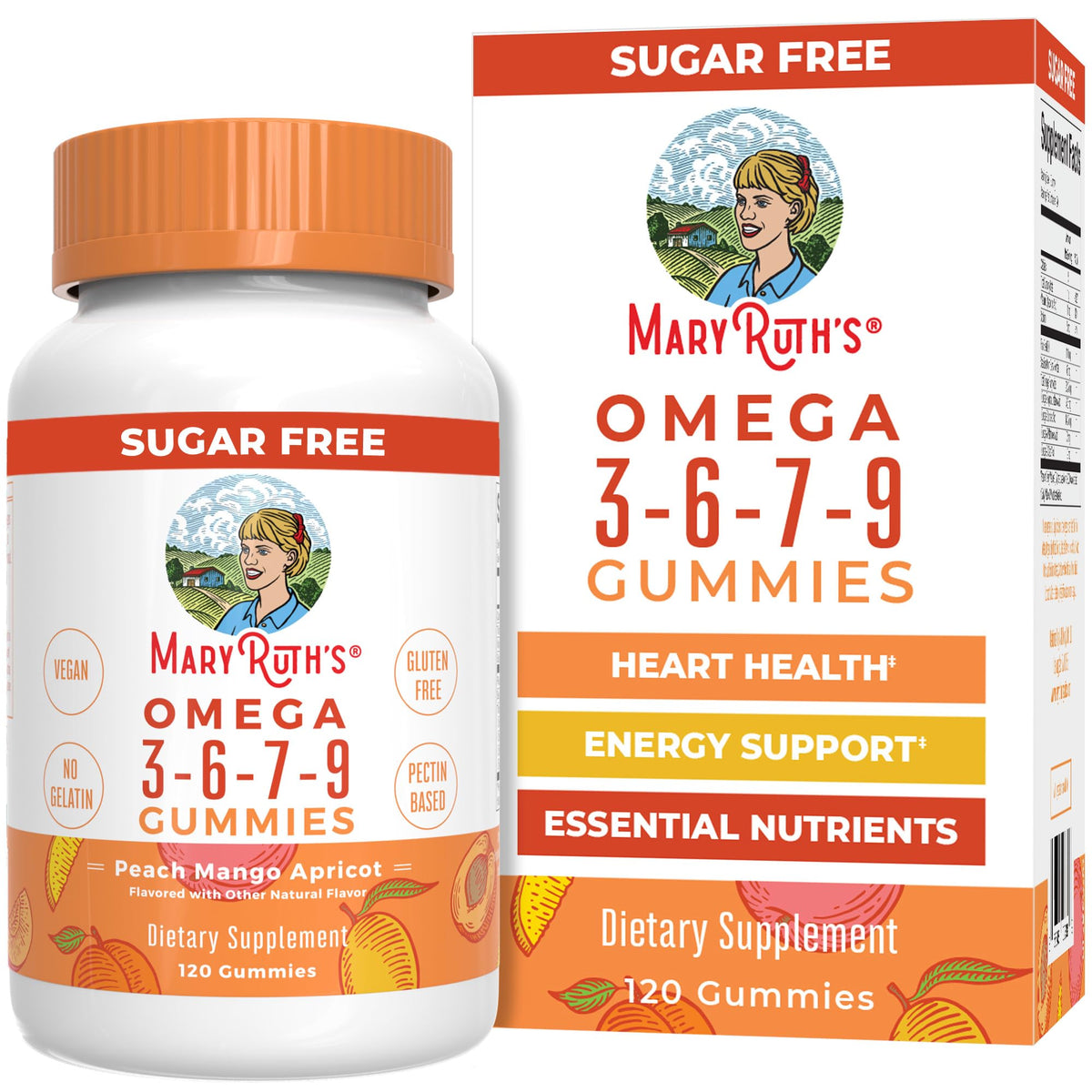 MaryRuth Organics Vegan Omega 3 6 7 9 Gummies | Up to 4 Month Supply | Omega 3 Supplement with Flaxseed Oil | Omega 3 Gummies