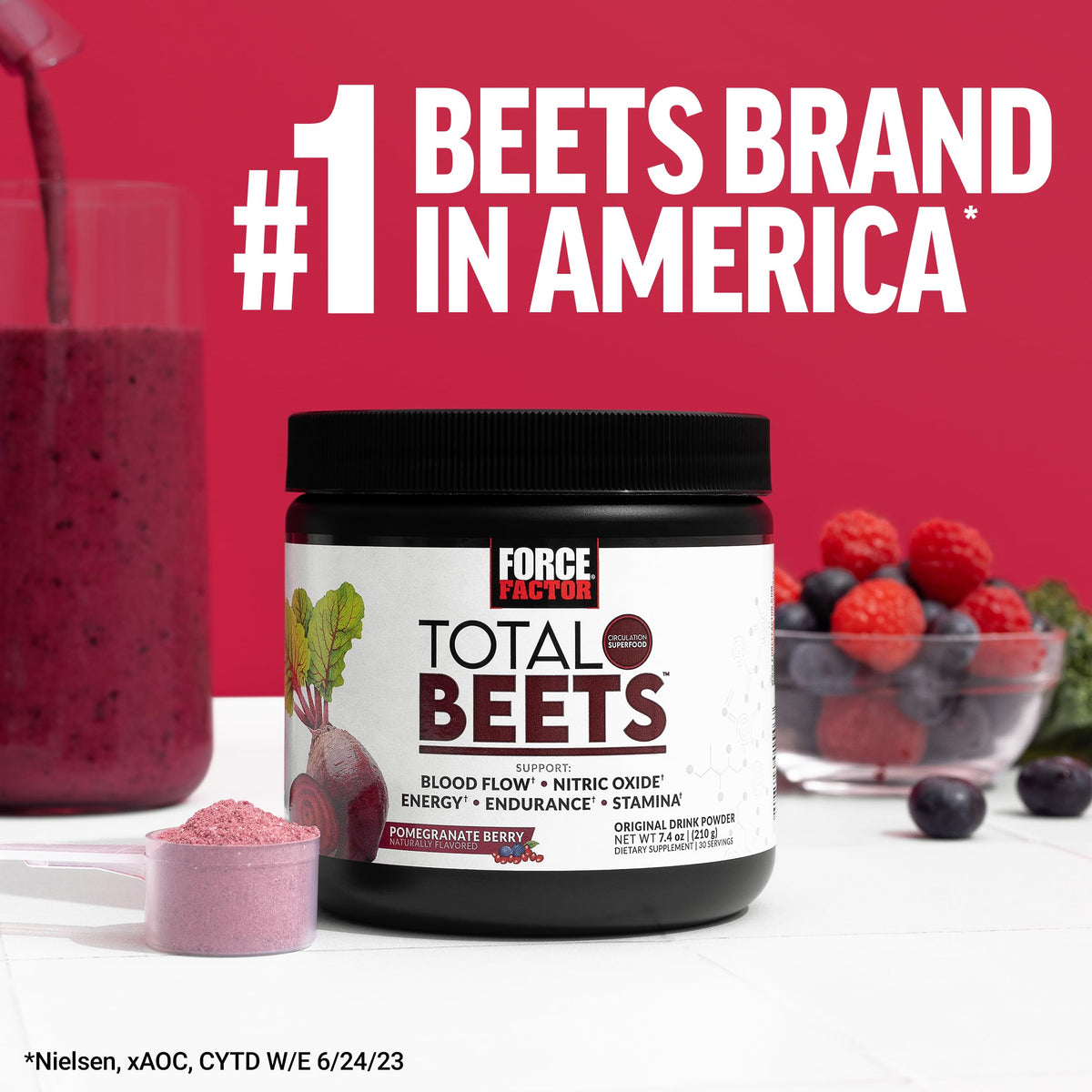 Force Factor Total Beets Blood Pressure Support with Grape Seed Extract and Non GMO Beet Root Powder for Heart Health