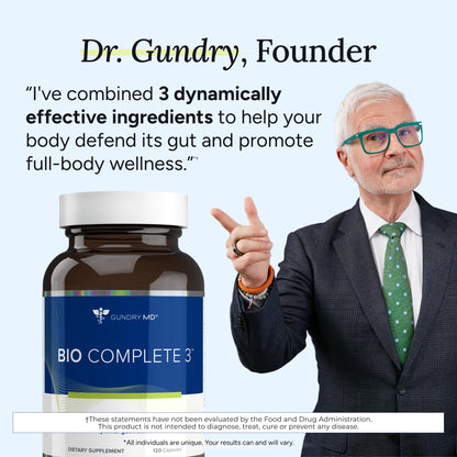 Gundry MD® Bio Complete 3, 3-in-1 Probiotics for Gut Health, Probiotic Supplements for Digestion, Supplement Supporting Bloating, Gas, Food Cravings