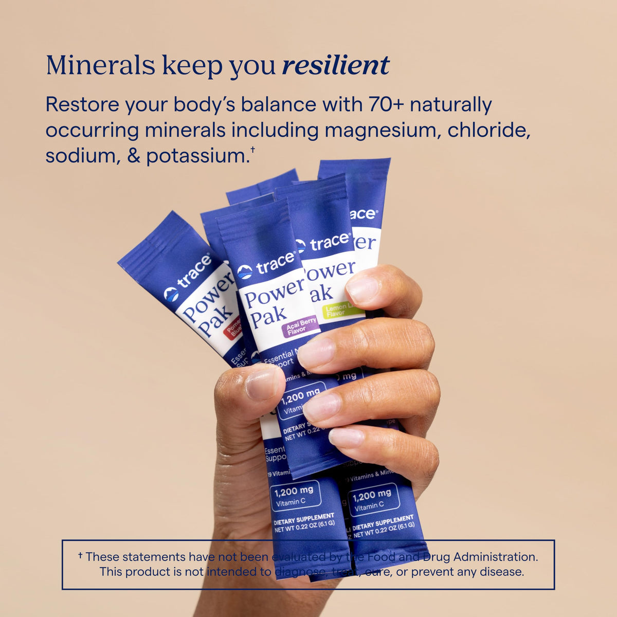 Trace Minerals Power Pak Multivitamin and Multimineral Packets - Electrolyte Support - 1200 mg Vitamin C plus 70+ Trace Minerals - Lemon Lime Flavor - 30 Packets
