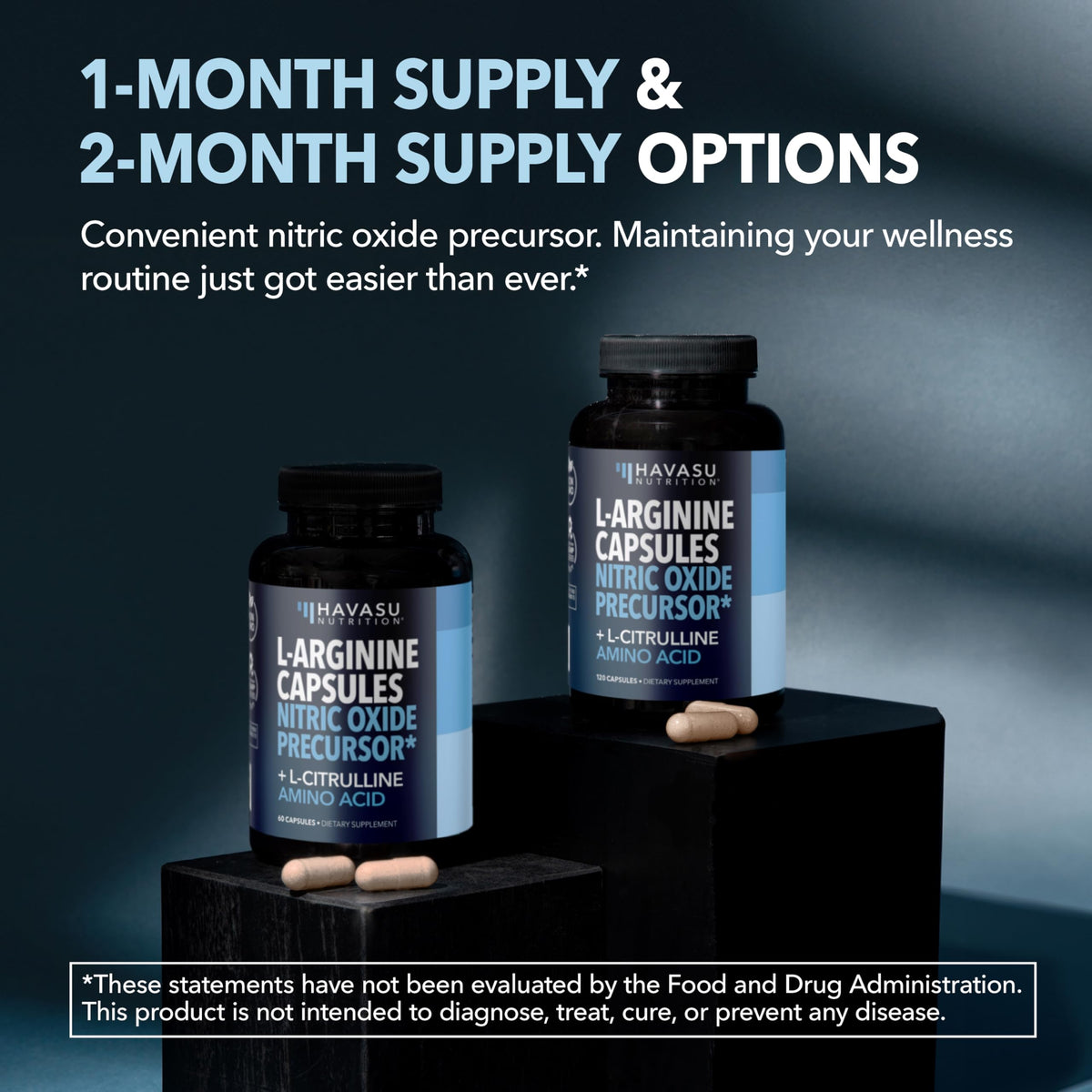L-Arginine Capsules with L-Citrulline - Nitric Oxide Supplement - L Arginine and L Citrulline Blend - 120 Count - Vegan, Non-GMO Capsules for Performance
