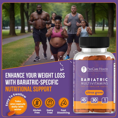 Procare Health Bariatric Multivitamin with Iron 45mg Easy to Swallow 30 Tablets - Post Op Bariatric Vitamins for Gastric Bypass Pills ProCare Health