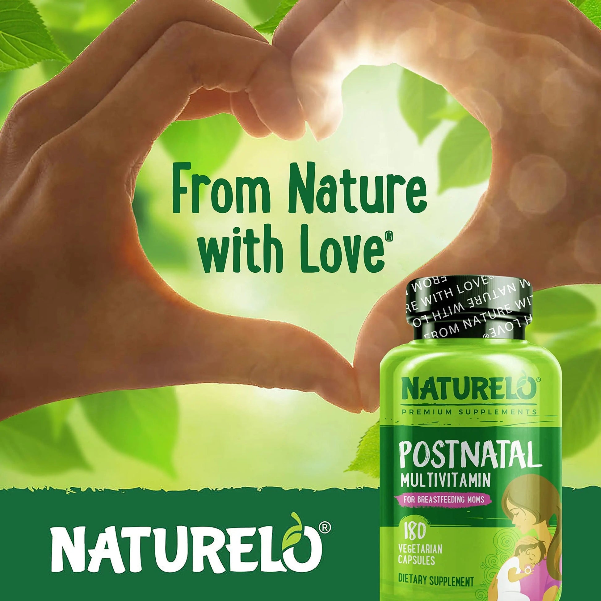 NATURELO Postnatal Multivitamin - Supplement for Breastfeeding Women - Plant-Based Vitamin D, Folate, Gentle Iron NATURELO