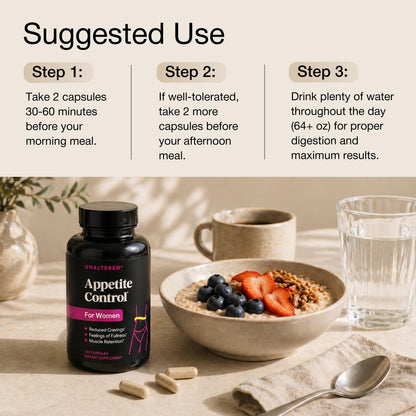 UNALTERED Appetite Control for Women - Support Cravings, Fullness, & Weight Management - Dietary Supplement with Chromium Picolinate & Glucomannan