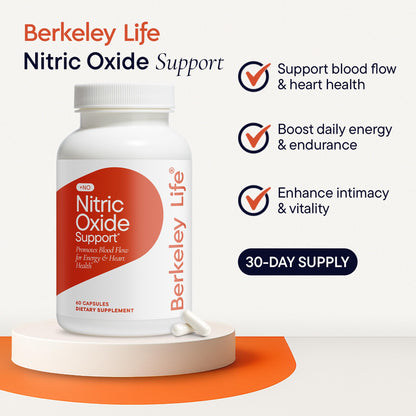 Berkeley Life Nitric Oxide Support Supplement - Nitric Oxide Booster for Men & Women - Blood Flow & Circulation with Beet Root Powder to Support Energy, Heart Health