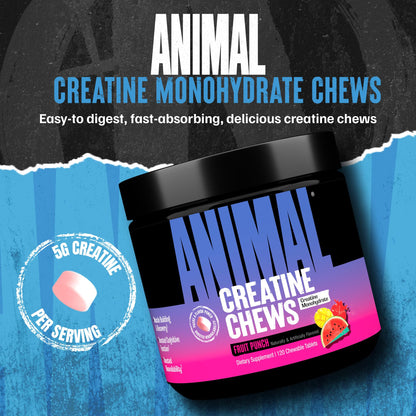 Animal Creatine Chews Tablets - Enhanced Creatine Monohydrate with AstraGin to Improve Absorption, Sea Salt for Added Pumps