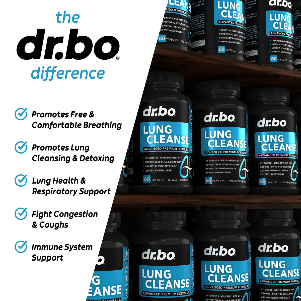 Lung Cleanse Support Supplement - Respiratory Supplements to Quit & Stop Smoking Aids - Herbal Detox for Lungs & Bronchial Health - Smokers Cleanser Breathe Aid for Mucus Clear Relief - 60 Capsules DR. BO buy supplements Au