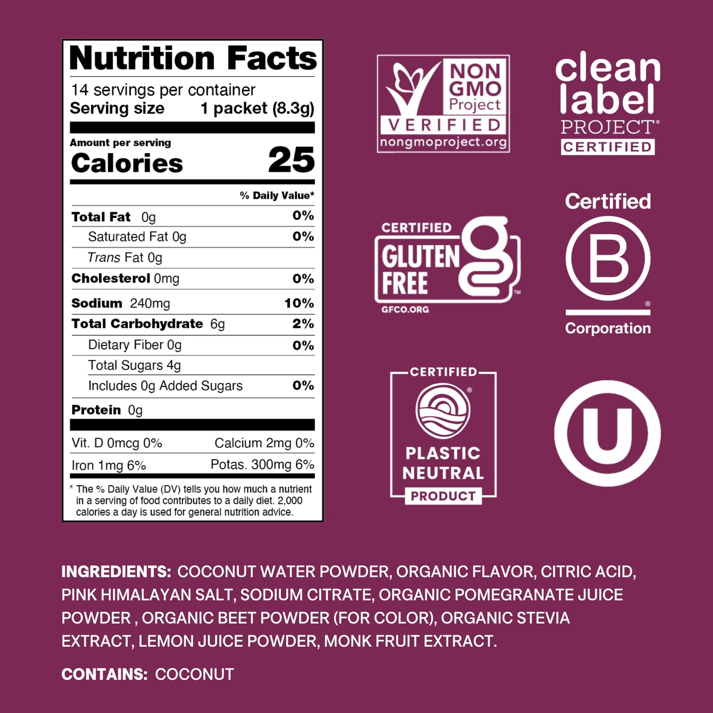 Cure Hydration | Plant-Based Electrolyte Drink Mix | No Added Sugar | FSA-HSA | Dehydration Relief Powder Made with Coconut Water | Non-GMO | Vegan