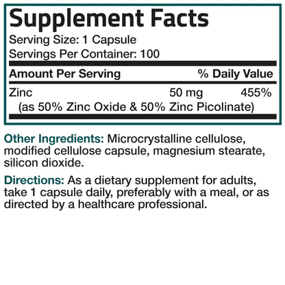 Bronson Zinc 50mg Complex High Potency Immune Support Supplement & Antioxidant and Skin Health