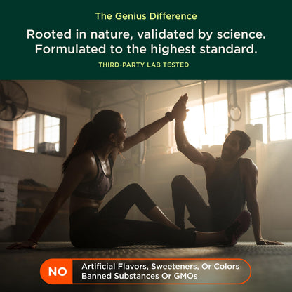 The Genius Brand Genius Mushrooms - Plant-Based Supplement for Immune, Focus & Energy Support - Lion's Mane, Cordyceps & Reishi