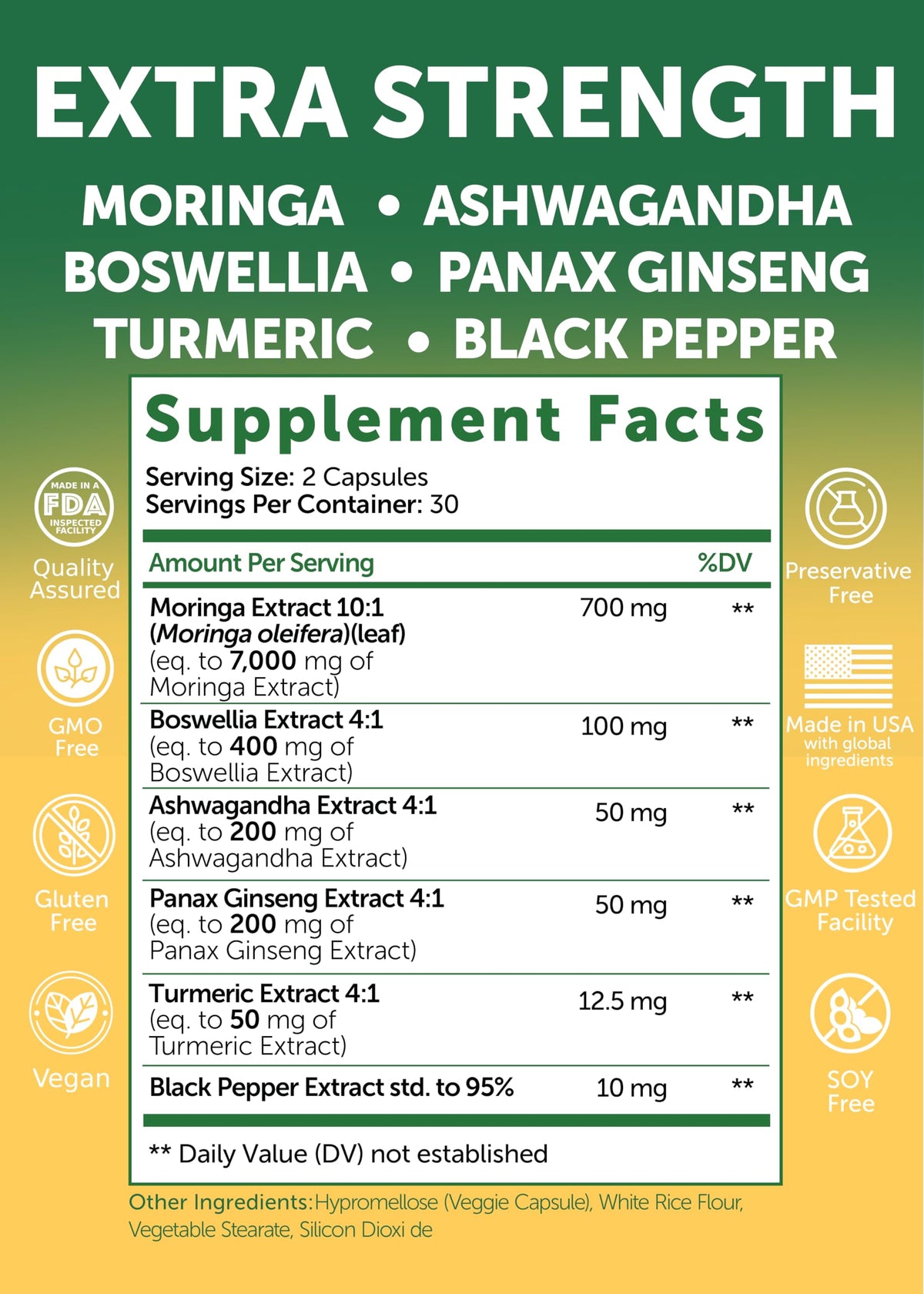 Lunakai USA Made Pure Moringa Capsules – Advanced Moringa Leaf Extract Supplement with Ashwagandha, Boswellia, Ginseng & Turmeric, 60ct LunakaiBuy Supplements Australia