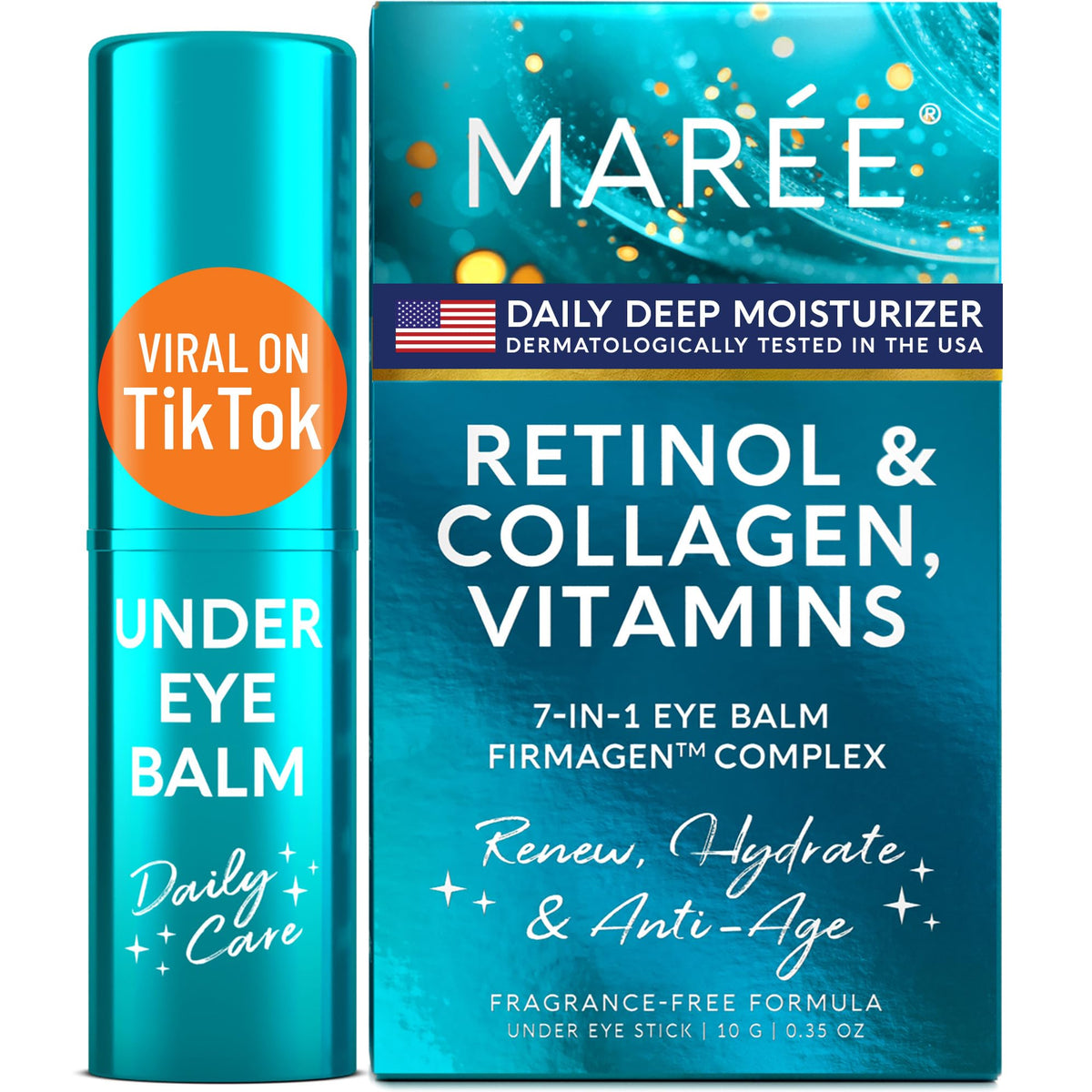 MAREE Under Eye Balm Stick with Retinol & Ceramide Complex – Facial Moisturizer for Dark Circles & Wrinkles