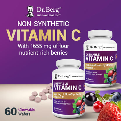 Dr. Berg Chewable Vitamin C Complex - Made with Organic, Non-GMO Berries - 60 Delicious Wafers Dr. Berg NutritionalsBuy Supplements Australia