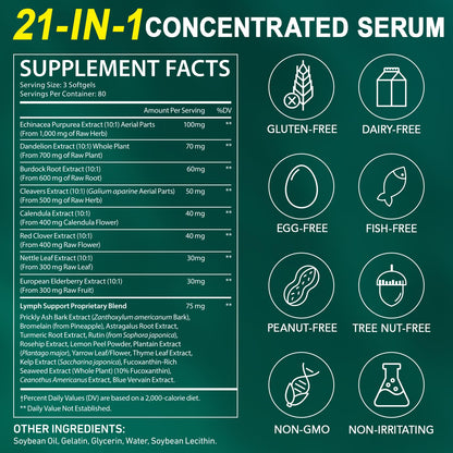 Lymphatic Drainage Supplements, Lymphatic Support Softgels for Immune Health, Plant-Based Formula with Echinacea, Burdock Root, Elderberry, Bromelain, Turmeric, 240 Softgels -2Pack UXENPHXF buy supplements Au