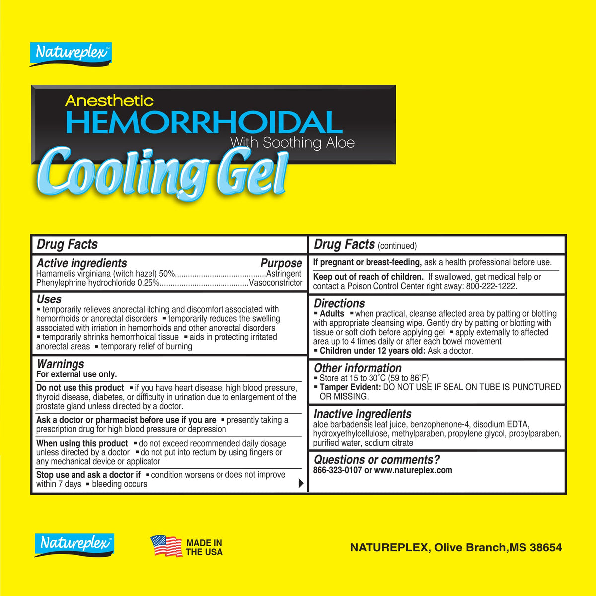Natureplex Hemorrhoidal Cooling Gel with Witch Hazel, Aloe, and Phenylephrine for Maximum Relief, 0.9 oz (Pack of 4) - Made in USA NatureplexBuy Supplements Australia